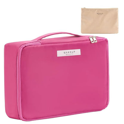 Travel Makeup Bag Cosmetic Bag Makeup Bag Toiletry bag for women and men (Rosy)