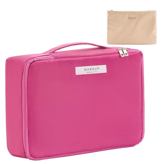 Travel Makeup Bag Cosmetic Bag Makeup Bag Toiletry bag for women and men (Rosy)