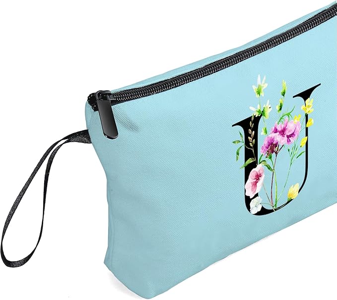 SEAMOON Birthday Thank You Appreciation Monogrammed Gifts for Mom Aunt Teacher Sister Friend Coworkers Bride Bridesmaid Makeup Cosmetic Bag with Mirror Mothers Day Christmas Graduation U