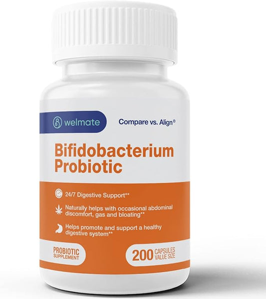 WELMATE Bifidobacterium | Probiotic Supplement | Supports Gut Health | Immune Support | Digestive Enzymes | Gluten Free | Vegan | Men & Womens Probiotic | Value Size | 200 Count