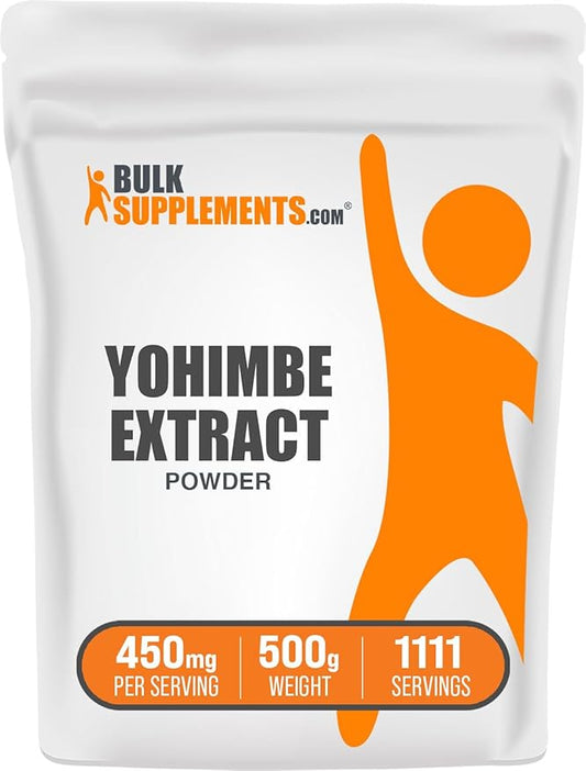BulkSupplements.com Yohimbe Extract Powder - Yohimbe Bark Extract, Yohimbe Supplements, Yohimbe Bark Powder - Herbal Supplement, Gluten Free, 450mg per Serving, 500g (1.1 lbs) (Pack of 1)