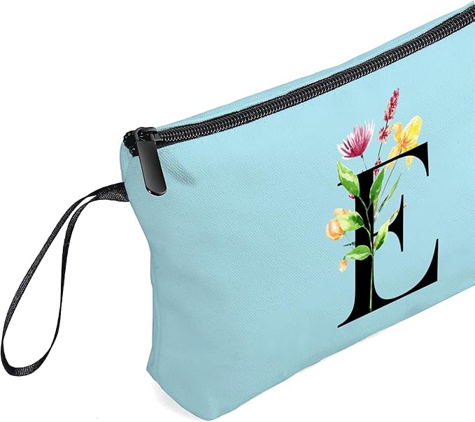 SEAMOON Women Birthday Unique Bride to be Bridal Shower Initial Gifts for Mom Sister Friend Her Teacher Aunt Makeup Cosmetic Bag with Mirror Mothers Day Christmas Graduation E