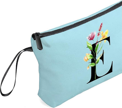 SEAMOON Women Birthday Unique Bride to be Bridal Shower Initial Gifts for Mom Sister Friend Her Teacher Aunt Makeup Cosmetic Bag with Mirror Mothers Day Christmas Graduation E