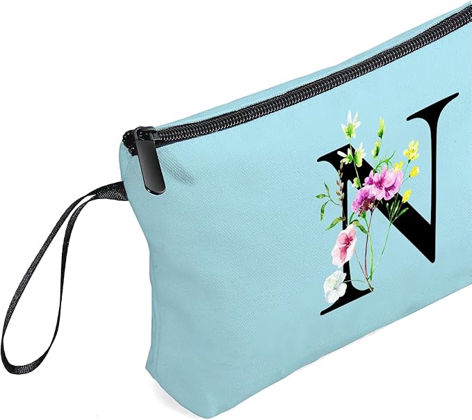 SEAMOON Appreciation Initial Monogram Gifts for Sisters from Sister Employees Team Bride Womens Unique Mom Personalized Makeup Cosmetic Bag with Mirror Mothers Day Christmas Graduation N