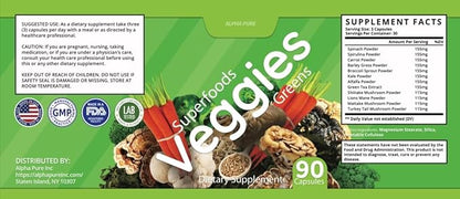Superfoods Reds Fruits and Greens 180 Capsules Vegetables Fruits and Veggies Superfood | Natural Balance of 90 Fruit Capsules, 90 Veggie Capsules for Men, Women Vitamins and Minerals