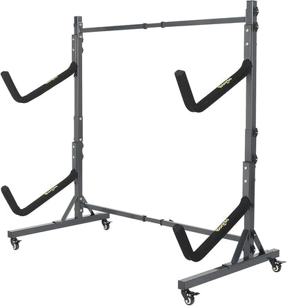 Bonnlo Kayak Stand Freestanding Storage Rack for Kayak Canoe Boat Paddle Board SUP Surfboard for Indoor Outdoor Garage, Shed, Dock with Lockable Wheels Wide Adjustable