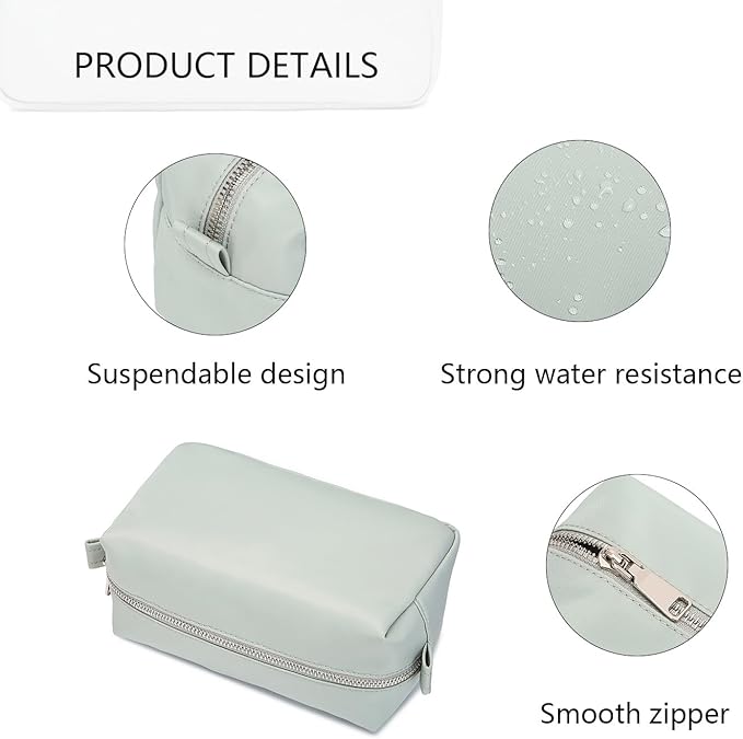 Organizer Bag Lightweight Cosmetic Bag with Ring Clasp Perfect Travel Makeup Bag for Women nylon Stand Up Design (Grey/Nylon)