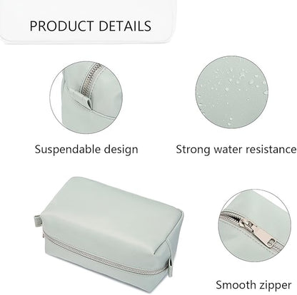 Organizer Bag Lightweight Cosmetic Bag with Ring Clasp Perfect Travel Makeup Bag for Women nylon Stand Up Design (Grey/Nylon)