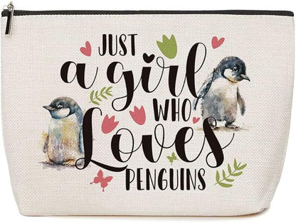 Penguin Gifts Penguin Makeup Bag Gifts for Penguin Lover Friendship Birthday Gifts for Women Girl Gift Idea for Animal Lover Just A Girl Who Loves Penguins Christmas Gifts