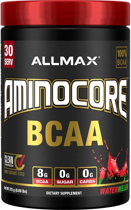 AMINOCORE BCAA – 8G BCAAs – 100% Pure Branch Chained Amino Acids – Gluten Free - Watermelon - 315 Gram