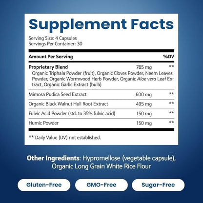 ParaPurify-120 Capsules: Digestive Health Support Supplement Includes Mimosa Pudica Black Walnut Supreme Nutrition- Organic Formula, Non-GMO All-Natural Herbal Blend for Optimal Gut Health