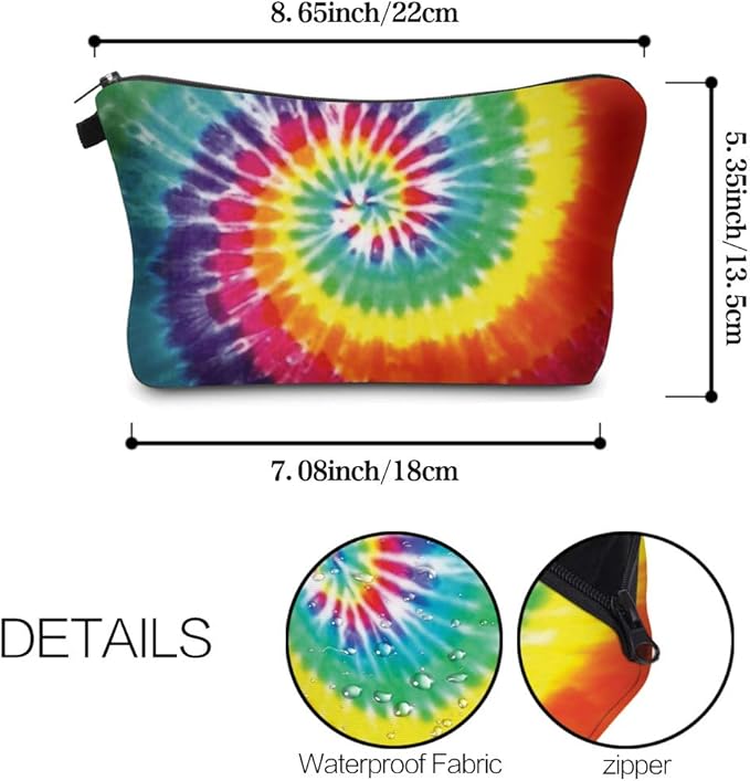 Cute Travel Makeup Bag Cosmetic Bag Small Pouch Gift for Women (Tie Dyed)