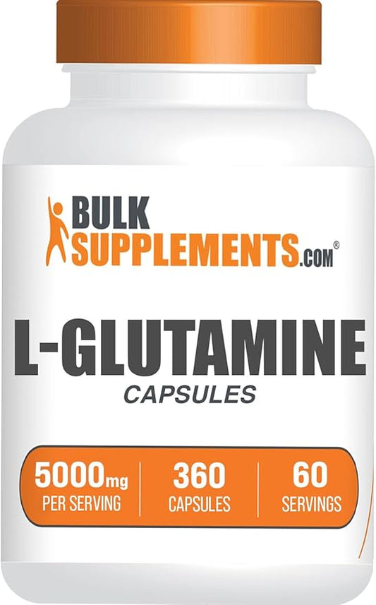 BulkSupplements.com L-Glutamine Capsules - Glutamine Supplement, L-Glutamine 5000mg - Amino Acid for Gut Health, Gluten Free, 6 Capsules per Serving, 360 Capsules (Pack of 1)