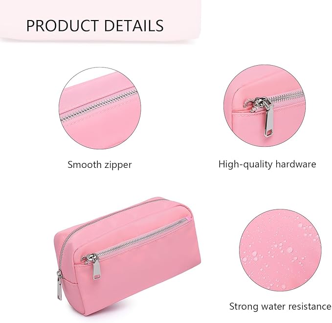 Nylon Female cosmetic bags Canvas toiletry bags Wash bags with large capacity Simple design (Nylon/Pink)