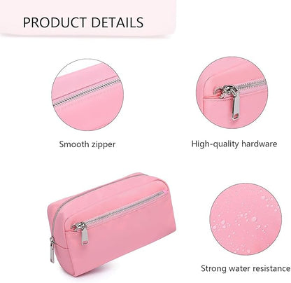 Nylon Female cosmetic bags Canvas toiletry bags Wash bags with large capacity Simple design (Nylon/Pink)