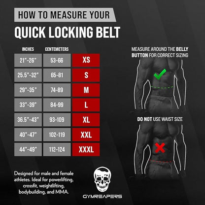 Gymreapers Quick Locking Weightlifting Belt for Bodybuilding 4 Inch