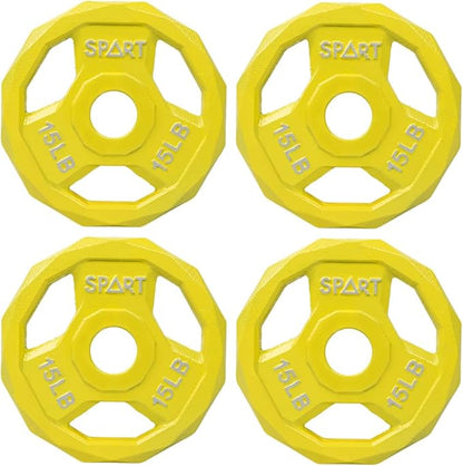 SPART Color Coded Weight Plate 2-Inch Cast Iron 2.5/5/10/15/25/35/45LB, Single/Pair/Set
