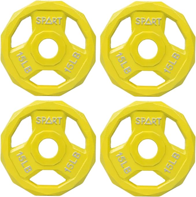 SPART Color Coded Weight Plate 2-Inch Cast Iron 2.5/5/10/15/25/35/45LB, Single/Pair/Set