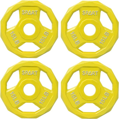 SPART Color Coded Weight Plate 2-Inch Cast Iron 2.5/5/10/15/25/35/45LB, Single/Pair/Set