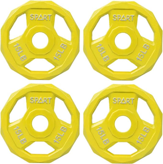 SPART Color Coded Weight Plate 2-Inch Cast Iron 2.5/5/10/15/25/35/45LB, Single/Pair/Set