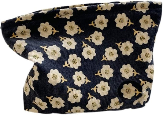 Cosmetic Bags for Women Makeup Bag Large Capacity Purse Travel Toiletry Zipper Storage Pouch Make up Brushes Organizer for Gifts (Black, Flower)