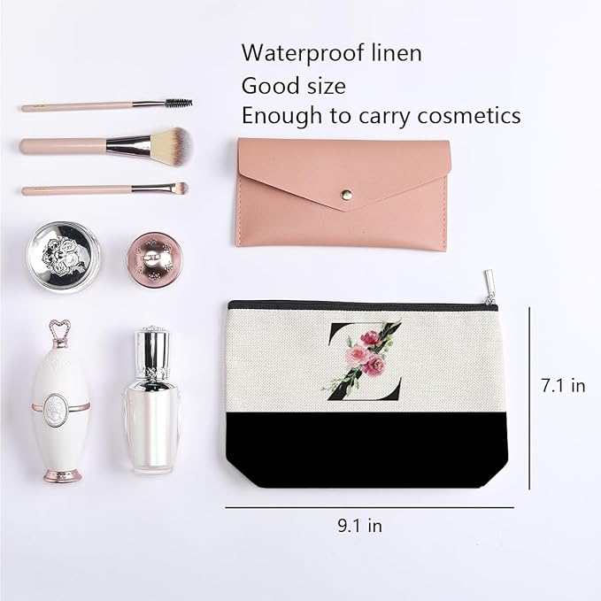 Initial Makeup Bag, Personalized Gifts for Women, Personalized Makeup Bag, Bridesmaid Gifts, Cosmetic bags for Women (Letter Z)