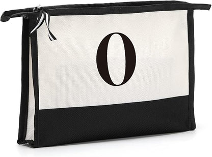 Monogrammed for Women Initial bridesmaid gifts, Personalized monogram Monogram Cosmetic Bag,Travel Makeup Bag Suitable for Wedding weekend Beach Gift for Women Teachers Friends.Pure letters O