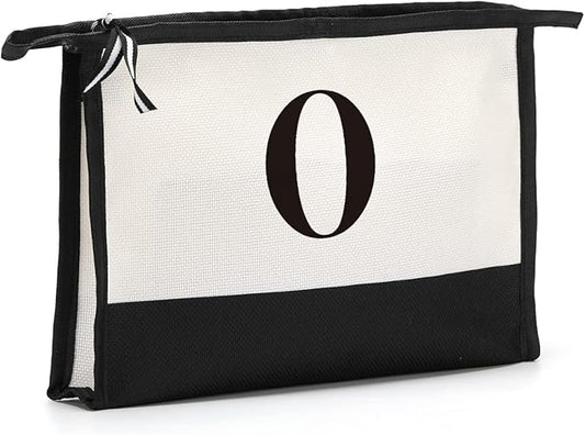 Monogrammed for Women Initial bridesmaid gifts, Personalized monogram Monogram Cosmetic Bag,Travel Makeup Bag Suitable for Wedding weekend Beach Gift for Women Teachers Friends.Pure letters O