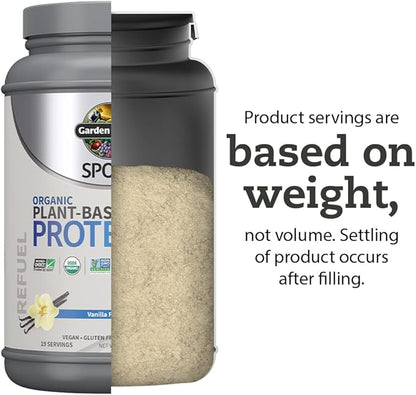Organic Vegan Protein Powder, Vanilla Protein Powder with Probiotics, BCAAs, 30g Plant Protein, NSF Certified, Gluten Free & Sport, Non GMO, Garden of Life Sport Protein Powder - 19 Servings