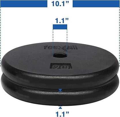 Yes4All 1 Inch Grip Cast Iron Weight Plates for Dumbbells – Standard Weight Plates - 20lb