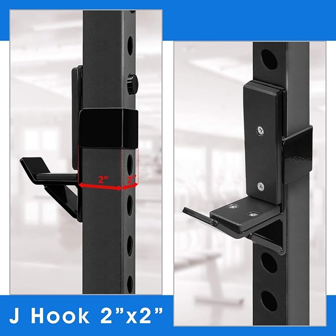 Yes4All Alloy Steel 2x2 J-Hooks Power Rack Attachments 1,000 lbs