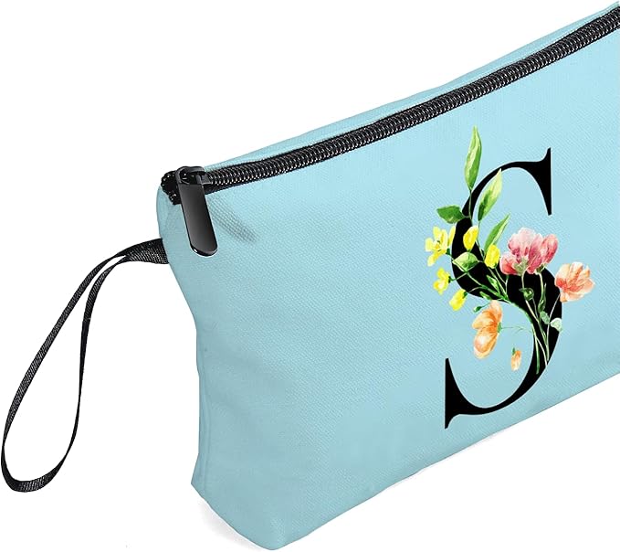 SEAMOON Women Birthday Unique Bride to be Bridal Shower Initial Gifts for Mom Sister Friend Her Teacher Aunt Makeup Cosmetic Bag with Mirror Mothers Day Christmas Graduation S