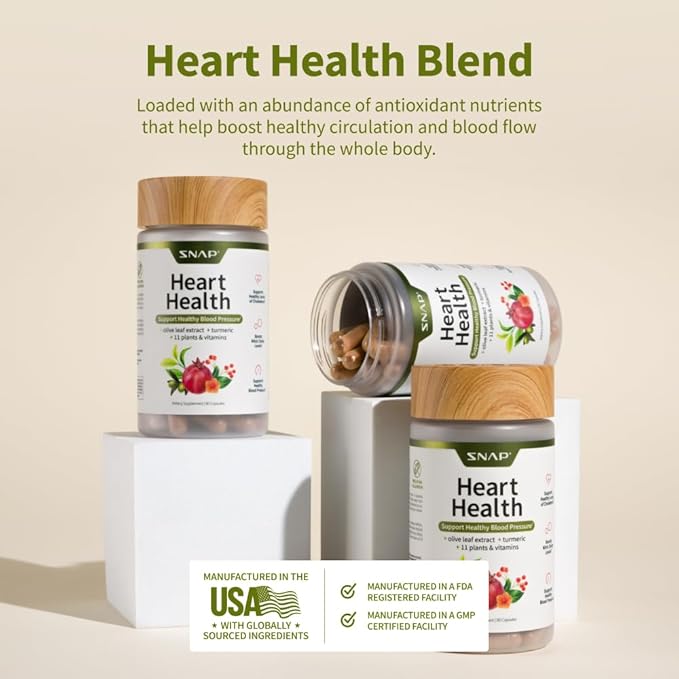 Snap Supplements Heart Health Supplements and Blood Circulation Supplements, 270 Capsules