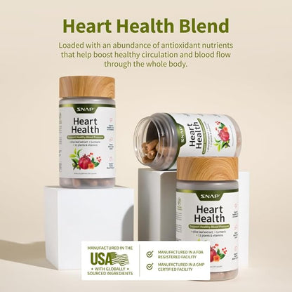 Snap Supplements Heart Health Supplements and Blood Circulation Supplements, 90 Capsules