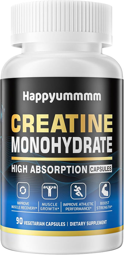 Creatine Monohydrate Capsules - Micronized Creatine Monohydrate, Creatine Pills - 3 Creatine Capsules per Serving, 2500mg, Gluten Free, 90 Capsules.
