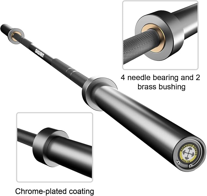 POWER GUIDANCE Olympic Barbell Solid Bar 7ft Strength 1600-Pound Capacity