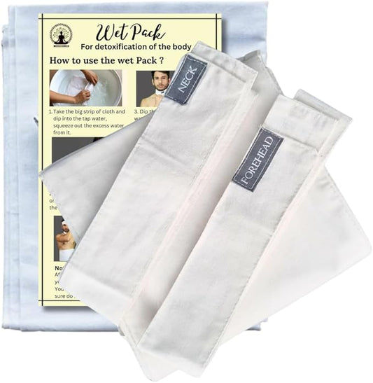 Wet Pack | Satvic Lifestyle | Cotton Patti | Body Detox | Place on Head, Neck, Abdomen | Pain relief | Cloth bag & Manual Included | Pack of 1
