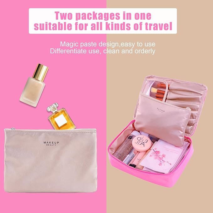 Travel Makeup Bag Cosmetic Bag Makeup Bag Toiletry bag for women and men (Light pink)