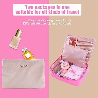 Travel Makeup Bag Cosmetic Bag Makeup Bag Toiletry bag for women and men (Light pink)