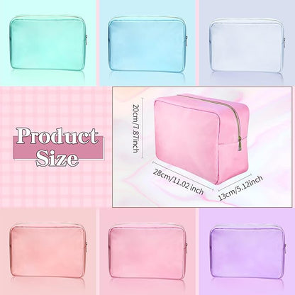 Sweetude 6 Pcs Nylon Makeup Bag Travel Nylon Pouch Zipper Cosmetic Bag for Purse Women Girls Organizer Makeup Pouch for Birthday Wedding Mother's Day Graduation Gifts(XL,Assorted Color)