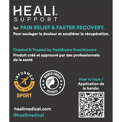 Heali Kinesiology Tape with Magnesium and Menthol, 20 Pcs Precut Strips, K Tape Roll, Knees, Physical Therapy Sports Tape for Muscle and Joint Pain Relief, Water Resistant, Beige Inspiration