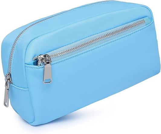 Nylon Female cosmetic bags Canvas toiletry bags Wash bags with large capacity Simple design (Nylon/Sky Blue)