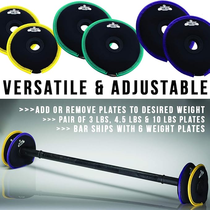 HYPERWEAR Adjustable Barbell Set with Soft Weight Plates (35 lb 60 lbs