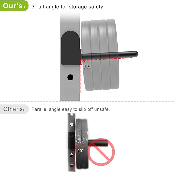 Kipika J-Hooks and Weight Plate Holder Set for 2" x 2" and 3" x 3" Power Rack - Squat Rack Attachments for Strength Training and Weight Storage - Fit Standard 1-inch and Olympic 2-inch weight plates