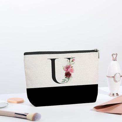 Initial Makeup Bag, Personalized Gifts for Women, Personalized Makeup Bag, Bridesmaid Gifts, Cosmetic bags for Women (Letter U)
