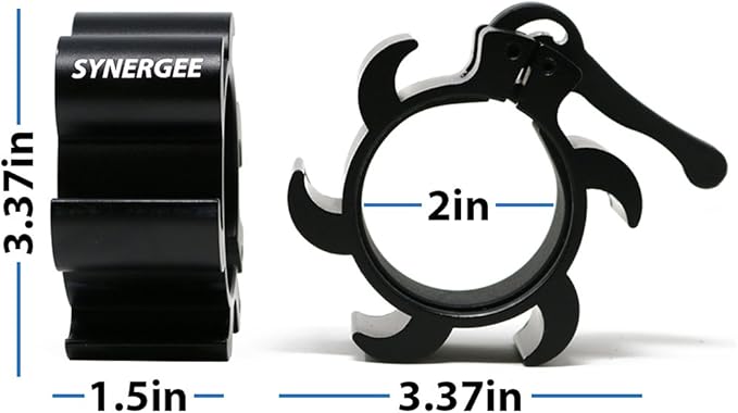 Synergee Jet Black Aluminium Barbell Collars – Locking 2" Olympic