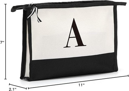 Monogrammed for Women Initial bridesmaid gifts, Personalized monogram Monogram Cosmetic Bag,Travel Makeup Bag Suitable for Wedding weekend Beach Gift for Women Teachers Friends.Pure letters A