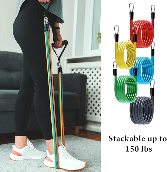 Home Spirit, 12 Minute Toning Gym Resistance Band, 150lbs Strength