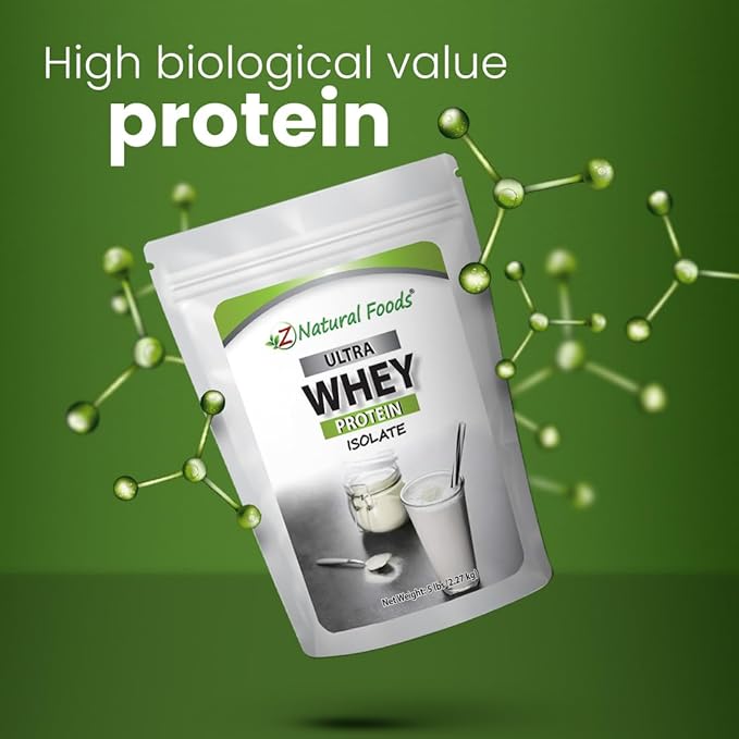 Z Natural Foods Ultra Whey Protein Isolate Powder - Pure, Unflavored, Unsweetened Whey Protein Powder - Flavorless Whey Isolate with Vital Proteins for Fitness, Sports Nutrition, Immune Support, 5 lb