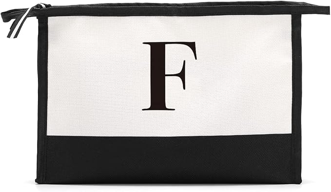 Monogrammed for Women Initial bridesmaid gifts, Personalized monogram Monogram Cosmetic Bag,Travel Makeup Bag Suitable for Wedding weekend Beach Gift for Women Teachers Friends.Pure letters F